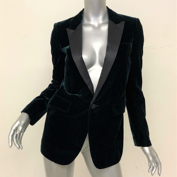 Saint Laurent Jackets & Blazers - NEWSaint Laurent Tuxedo Jacket Emerald Velvet Size